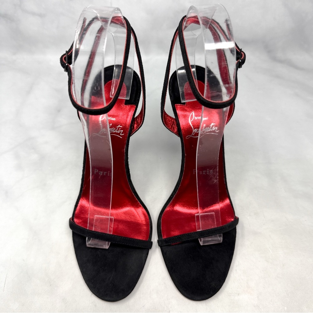Christian Louboutin Arch Queen Strass Suede Stiletto Sandal Heels Sexy Black 38 - Picture 3 of 16